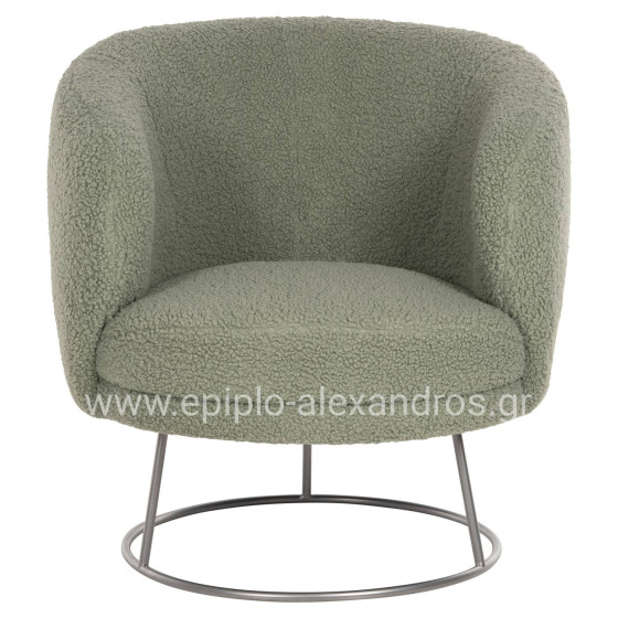 ARMCHAIR ARIEN HM8403.27 BOUCLE FABRIC IN PISTACHIO GREEN-SILVER METAL BASE 78x75x84Hcm.