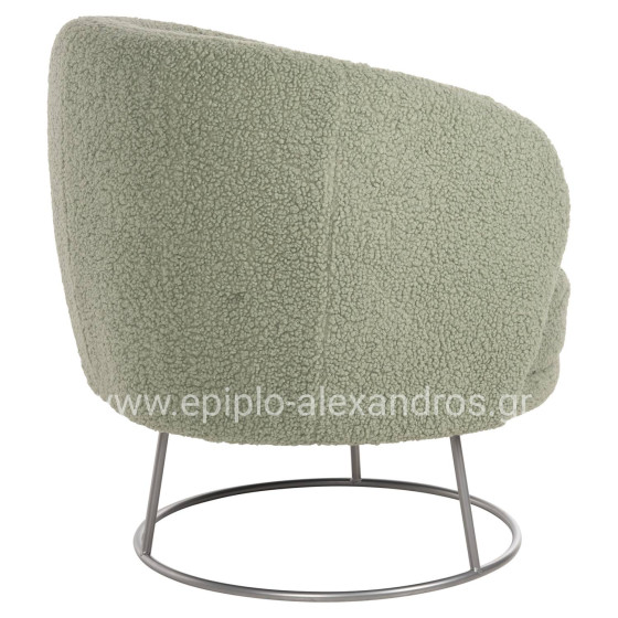 ARMCHAIR ARIEN HM8403.27 BOUCLE FABRIC IN PISTACHIO GREEN-SILVER METAL BASE 78x75x84Hcm.
