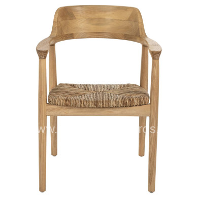 ARMCHAIR KINGSLEY HM9634.01 SUNGKAI WOOD & STRAW MATT IN NATURAL COLOR 57,5x54x80Hcm.