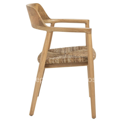 ARMCHAIR KINGSLEY HM9634.01 SUNGKAI WOOD & STRAW MATT IN NATURAL COLOR 57,5x54x80Hcm.