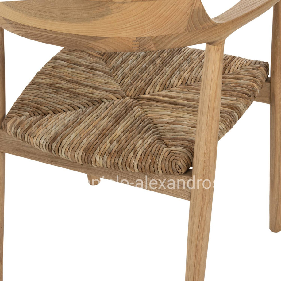 ARMCHAIR KINGSLEY HM9634.01 SUNGKAI WOOD & STRAW MATT IN NATURAL COLOR 57,5x54x80Hcm.