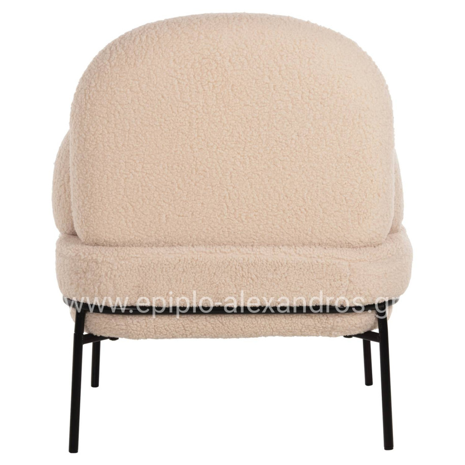 ARMCHAIR AGNES HM9525.20 ECRU BOUCLE FABRIC-BLACK METAL LEGS 74x71x83Hcm.