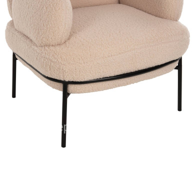 ARMCHAIR AGNES HM9525.20 ECRU BOUCLE FABRIC-BLACK METAL LEGS 74x71x83Hcm.