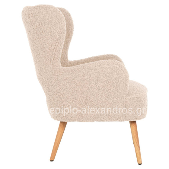 ARMCHAIR MYLIE HM8394.23 WHITE BOUCLE FABRIC 66x76x90Hcm.