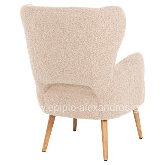 ARMCHAIR MYLIE HM8394.23 WHITE BOUCLE FABRIC 66x76x90Hcm.