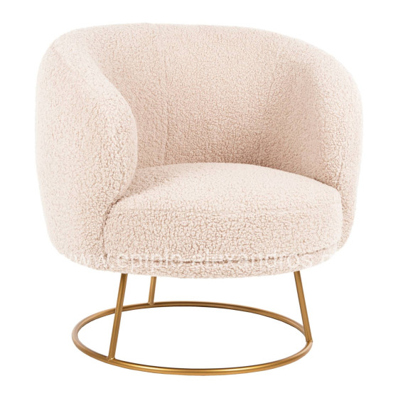 ARMCHAIR ARIEN HM8403.20 BOUCLE FABRIC IN ECRU-GOLD METAL BASE 78x75x84Hcm.