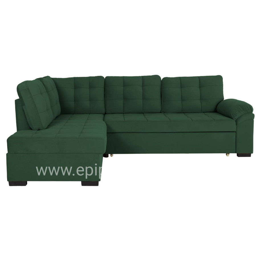 SOFABED LEFT CORNER JADE HM3144.05L CYPRESS GREEN VELVET 250x80-180x73-88Hcm.