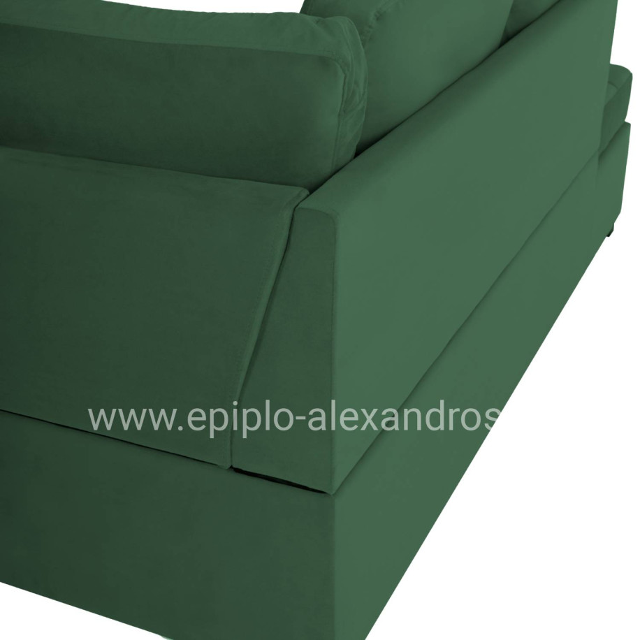 SOFABED LEFT CORNER JADE HM3144.05L CYPRESS GREEN VELVET 250x80-180x73-88Hcm.