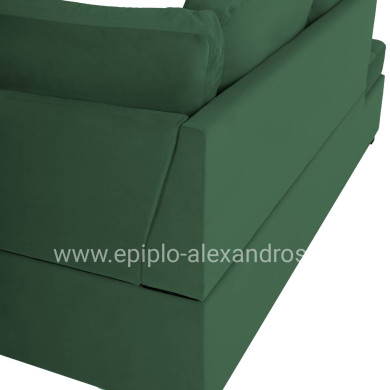 SOFABED LEFT CORNER JADE HM3144.05L CYPRESS GREEN VELVET 250x80-180x73-88Hcm.