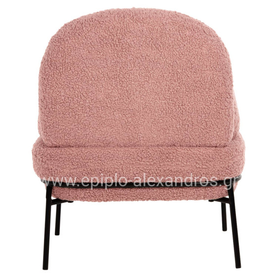 ARMCHAIR AGNES HM9525.22 DUSTY PINK BOUCLE FABRIC-BLACK METAL LEGS 74x71x83Hcm.