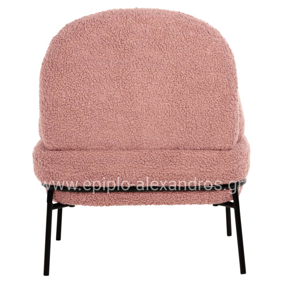 ARMCHAIR AGNES HM9525.22 DUSTY PINK BOUCLE FABRIC-BLACK METAL LEGS 74x71x83Hcm.