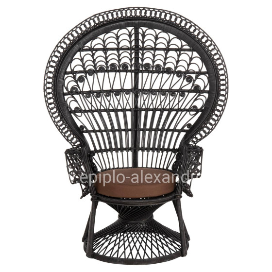 ΠΟΛΥΘΡΟΝΑ ROYAL PEACOCK HM9342.03 RATTAN ΜΑΥΡΟ-ΜΑΞΙΛΑΡΙ ΜΑΥΡΟ 114x72x150Yεκ.
