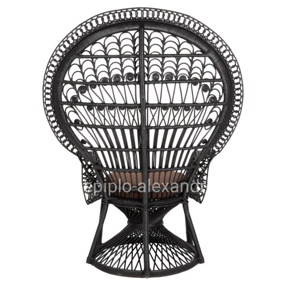 ΠΟΛΥΘΡΟΝΑ ROYAL PEACOCK HM9342.03 RATTAN ΜΑΥΡΟ-ΜΑΞΙΛΑΡΙ ΜΑΥΡΟ 114x72x150Yεκ.