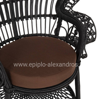 ARMCHAIR ROYAL PEACOCK HM9342.03 RATTAN IN BLACK- CUSHION BLACK 114x72x150Hcm.