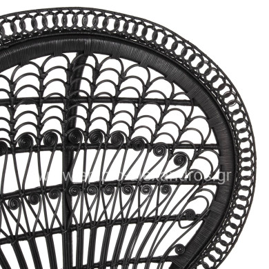 ARMCHAIR ROYAL PEACOCK HM9342.03 RATTAN IN BLACK- CUSHION BLACK 114x72x150Hcm.