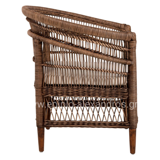 ΠΟΛΥΘΡΟΝΑ MALAWI HM9635.01 ΞΥΛΟ ΜΑΟΝΙ ΜΕ RATTAN ΚΑΦΕ-ΛΕΥΚΟ ΜΑΞΙΛΑΡΙ 80x70x86Υεκ.