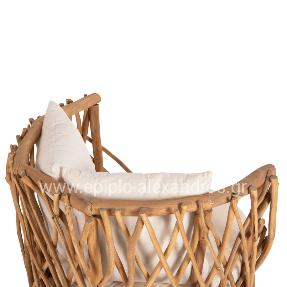 ΠΟΛΥΘΡΟΝΑ ΚΑΑΝ HM5994 ΚΛΑΔΙΑ TEAK ΣΕ ΦΥΣΙΚΟ-ΜΑΞΙΛΑΡΙΑ ΛΕΥΚΑ 95x89x80Υεκ.