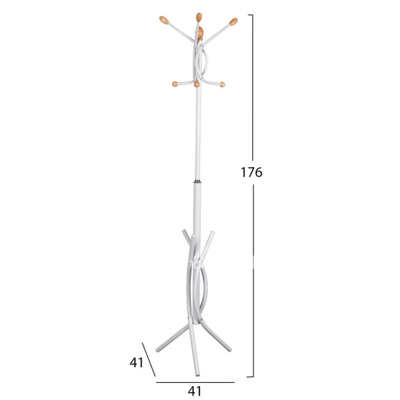 FLOOR STANDING HANGER HM9575.02 METALLIC IN WHITE COLOR-7 HANGING POSITIONS 41x41x176Hcm.