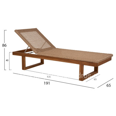 SUNLOUNGER PATRON HM5993 TEAK WOOD-VIRO ROPE WICKER 191x65x86Hcm.