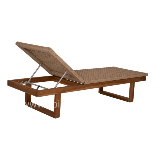 ΞΑΠΛΩΣΤΡΑ PATRON HM5993 TEAK ΞΥΛΟ ΚΑΙ ΣΧΟΙΝΙ VIRO ΣΕ ΠΛΕΞΗ WICKER 191x65x86Yεκ.