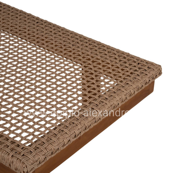 ΞΑΠΛΩΣΤΡΑ PATRON HM5993 TEAK ΞΥΛΟ ΚΑΙ ΣΧΟΙΝΙ VIRO ΣΕ ΠΛΕΞΗ WICKER 191x65x86Yεκ.