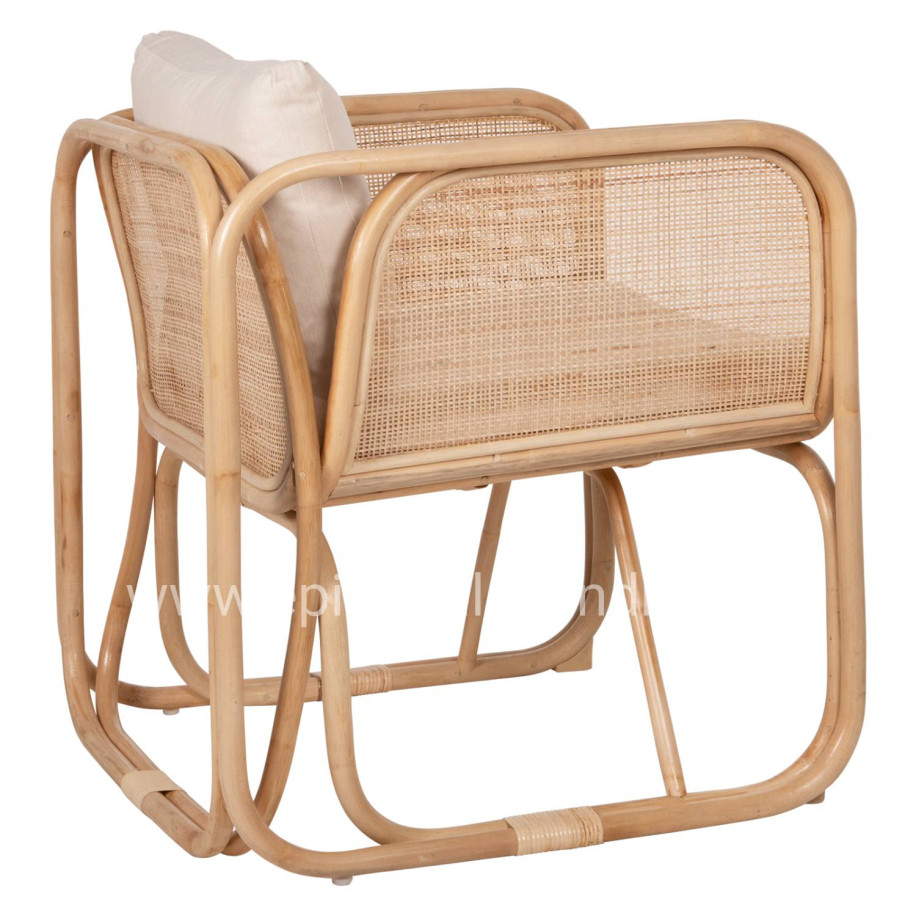 ARMCHAIR WENDY HM9816 RATTAN IN NATURAL POLISHED COLOR-WHITE CUSHIONS 73x72x84Hcm.