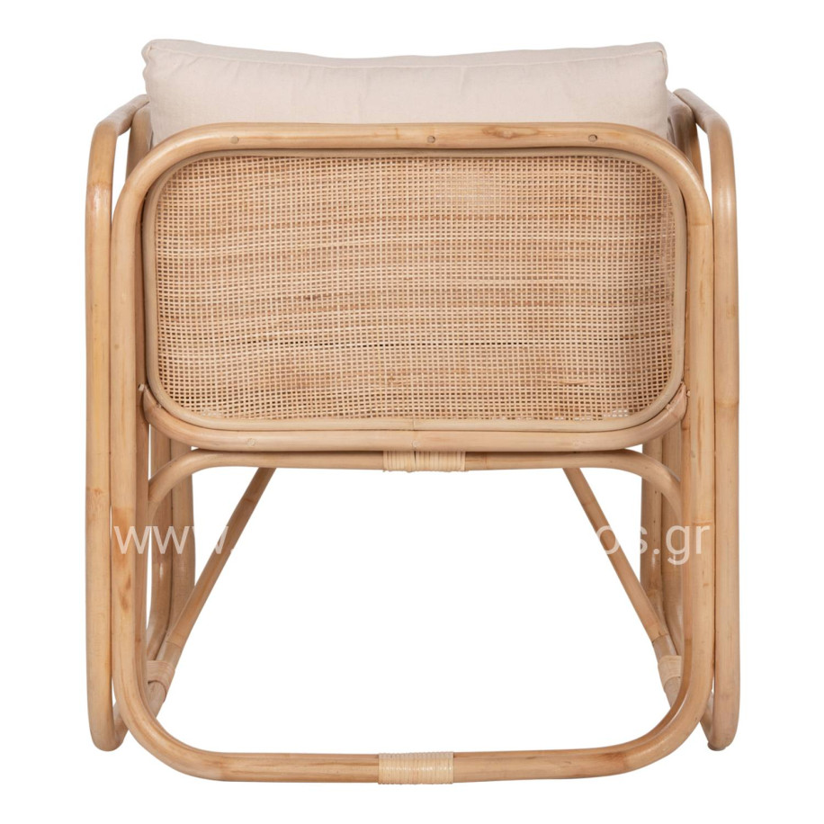 ARMCHAIR WENDY HM9816 RATTAN IN NATURAL POLISHED COLOR-WHITE CUSHIONS 73x72x84Hcm.