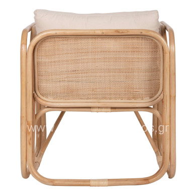 ARMCHAIR WENDY HM9816 RATTAN IN NATURAL POLISHED COLOR-WHITE CUSHIONS 73x72x84Hcm.
