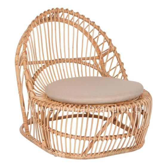 ARMCHAIR ENTROPY HM9840.01 RATTAN IN NATURAL-ECRU CUSHION 80x97x85Hcm.