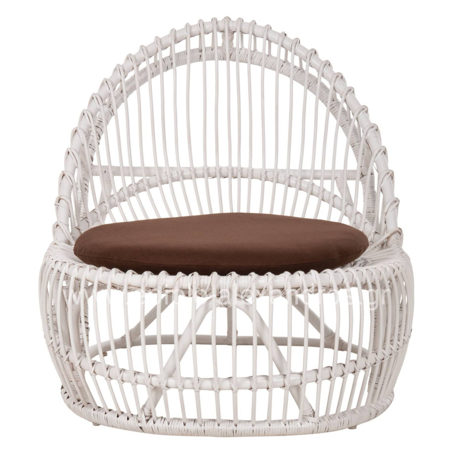 ARMCHAIR ENTROPY HM9840.02 RATTAN IN WHITE-BROWN CUSHION 80x97x85Hcm.