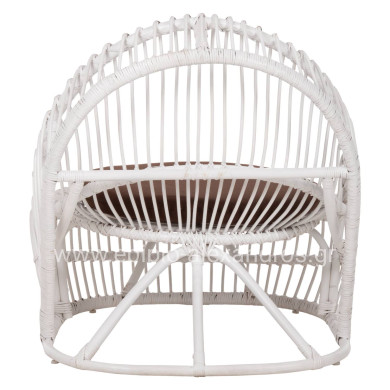 ARMCHAIR ENTROPY HM9840.02 RATTAN IN WHITE-BROWN CUSHION 80x97x85Hcm.