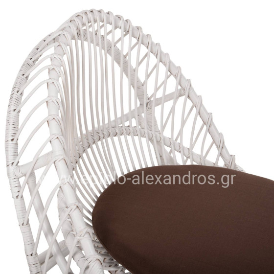 ARMCHAIR ENTROPY HM9840.02 RATTAN IN WHITE-BROWN CUSHION 80x97x85Hcm.