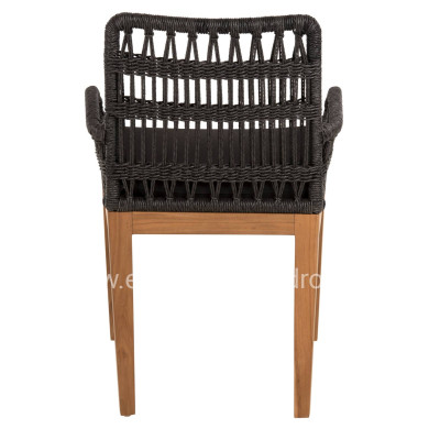 ARMCHAIR STARDOM HM9760.03 TEAK WOOD ΙΝ HONEY COLOR AND BLACK ROPE 57x65x83Hcm.