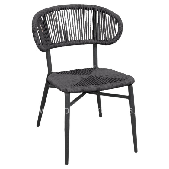 CHAIR EULO HM6049.03 ALUMINUM IN ANTHRACITE-SYNTHETIC RATTAN IN GREY 49x60x78Hcm