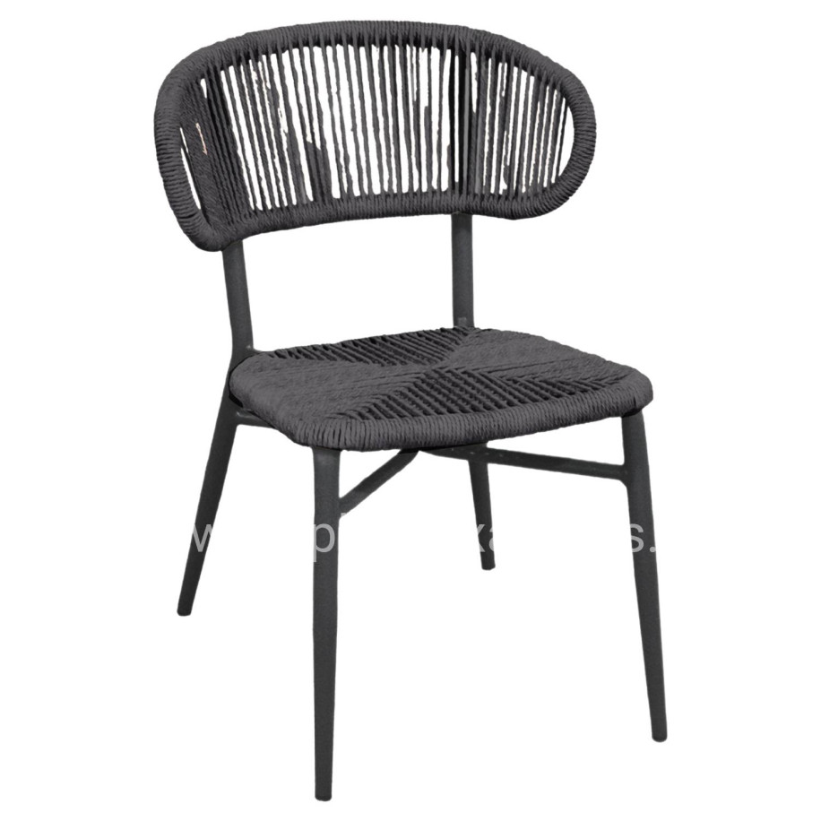 CHAIR EULO HM6049.03 ALUMINUM IN ANTHRACITE-SYNTHETIC RATTAN IN GREY 49x60x78Hcm