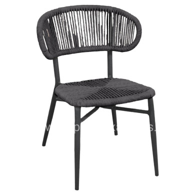 CHAIR EULO HM6049.03 ALUMINUM IN ANTHRACITE-SYNTHETIC RATTAN IN GREY 49x60x78Hcm