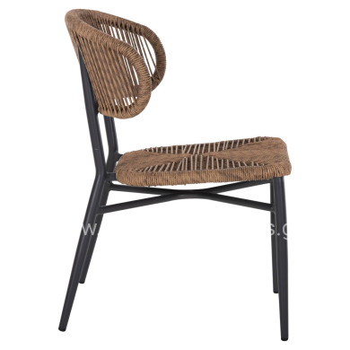 CHAIR EULO HM6049.03 ALUMINUM IN ANTHRACITE-SYNTHETIC RATTAN IN GREY 49x60x78Hcm