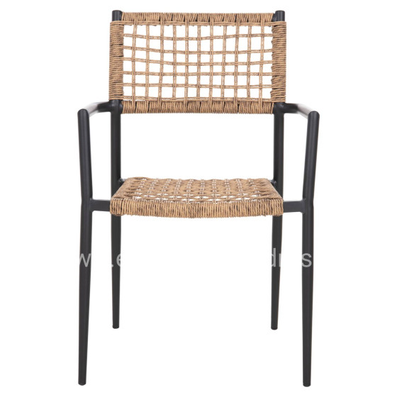 ΠΟΛΥΘΡΟΝΑ TRILAN HM6044.02 ΑΛΟΥΜΙΝΙΟ ΜΑΥΡΟ ΜΕ ΣΥΝΘΕΤΙΚΟ RATTAN ΦΥΣΙΚΟ 57x59x85Υεκ.