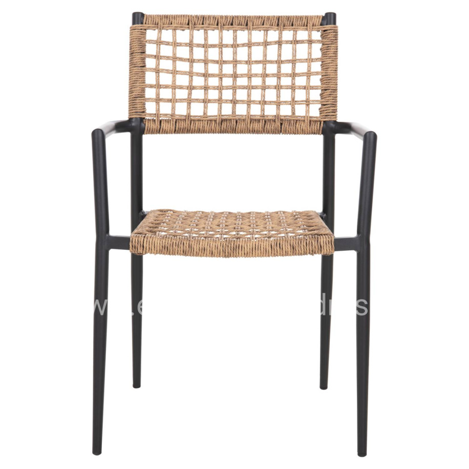 ΠΟΛΥΘΡΟΝΑ TRILAN HM6044.02 ΑΛΟΥΜΙΝΙΟ ΜΑΥΡΟ ΜΕ ΣΥΝΘΕΤΙΚΟ RATTAN ΦΥΣΙΚΟ 57x59x85Υεκ.