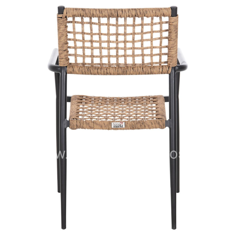 ΠΟΛΥΘΡΟΝΑ TRILAN HM6044.02 ΑΛΟΥΜΙΝΙΟ ΜΑΥΡΟ ΜΕ ΣΥΝΘΕΤΙΚΟ RATTAN ΦΥΣΙΚΟ 57x59x85Υεκ.