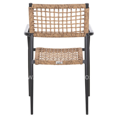 ARMCHAIR TRILAN HM6044.02 ALUMINUM IN BLACK-SYNTHETIC RATTAN IN NATURAL 57x59x85Hcm.