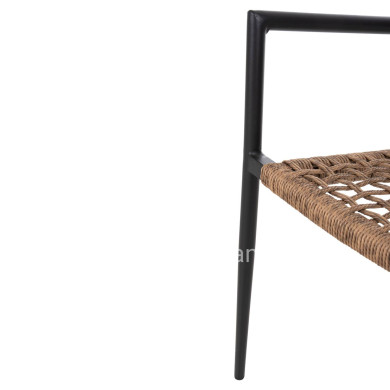 ARMCHAIR TRILAN HM6044.02 ALUMINUM IN BLACK-SYNTHETIC RATTAN IN NATURAL 57x59x85Hcm.