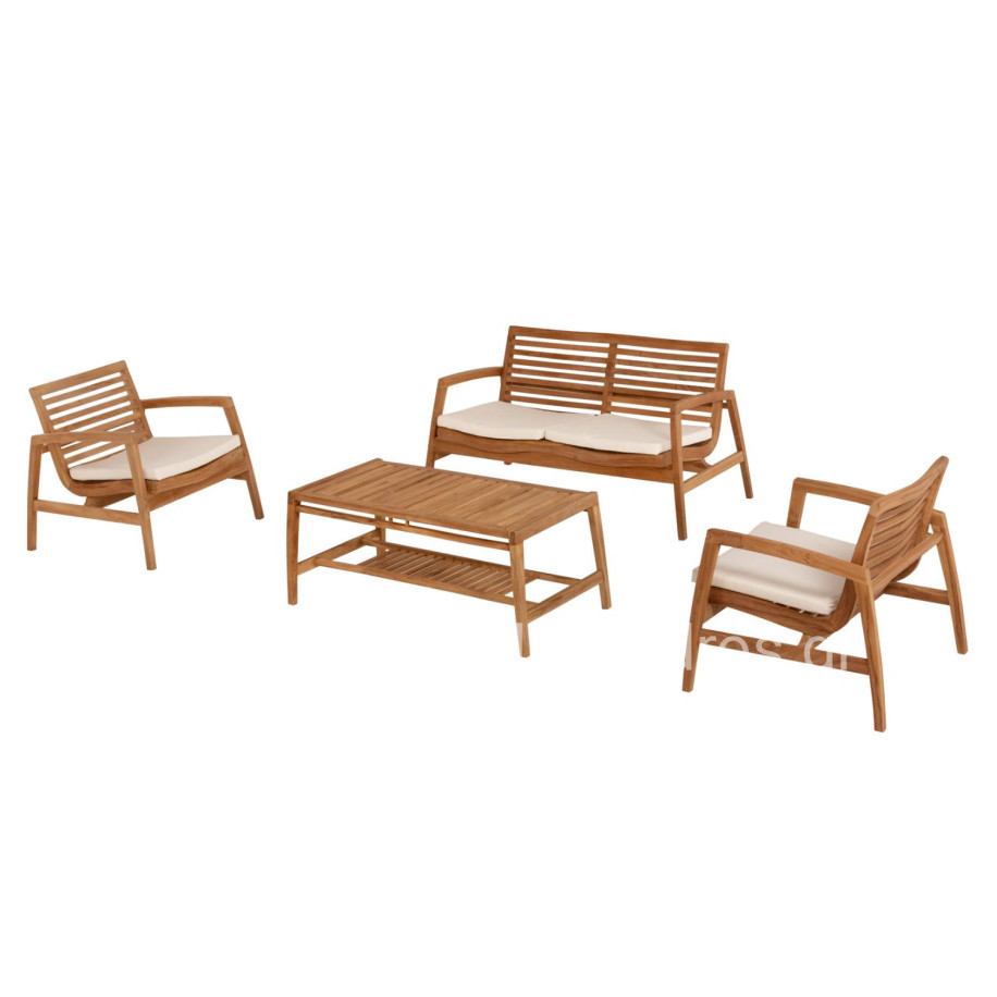 OUTDOOR LOUNGE SET 4PCS DOVER HM9624 RECYCLED TEAK WOOD-CUSHIONS IN MOCHA COLOR