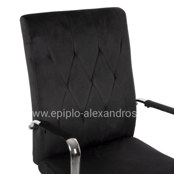 OFFICE CHAIR JOSEF HM1181.04 BLACK VELVET-INOX BASE 58x61x105-113Hcm.