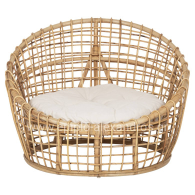 ARMCHAIR-NEST ENTO HM9814 RATTAN IN NATURAL SHADE-BEIGE CUSHION 85x75x67Hcm.