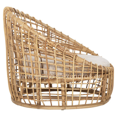 ARMCHAIR-NEST ENTO HM9814 RATTAN IN NATURAL SHADE-BEIGE CUSHION 85x75x67Hcm.