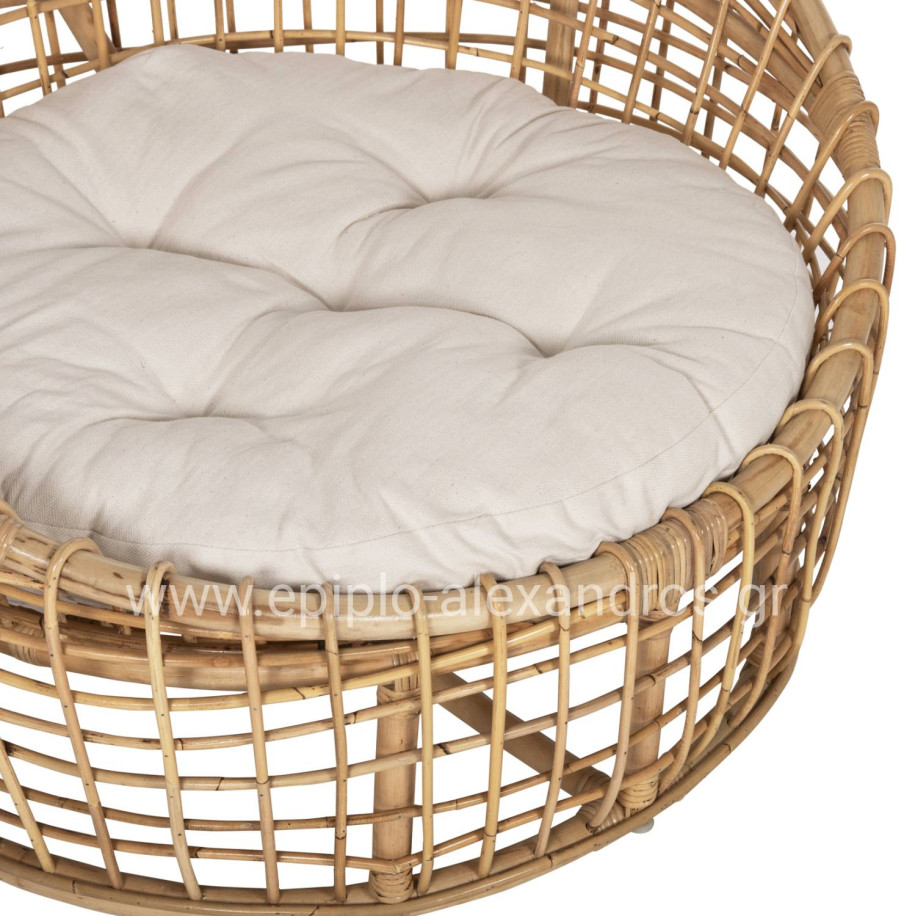 ARMCHAIR-NEST ENTO HM9814 RATTAN IN NATURAL SHADE-BEIGE CUSHION 85x75x67Hcm.