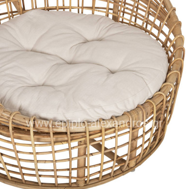 ARMCHAIR-NEST ENTO HM9814 RATTAN IN NATURAL SHADE-BEIGE CUSHION 85x75x67Hcm.