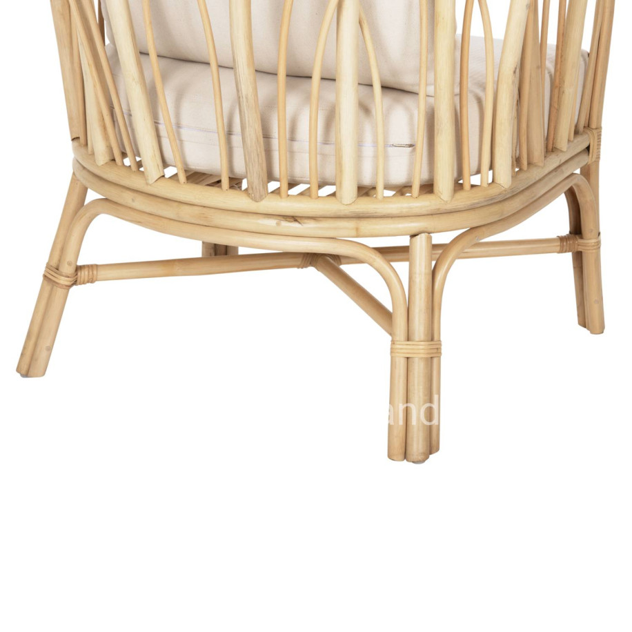 ARMCHAIR ESTOR HM9817 RATTAN IN NATURAL-WHITE CUSHION 78x75x92Hcm.