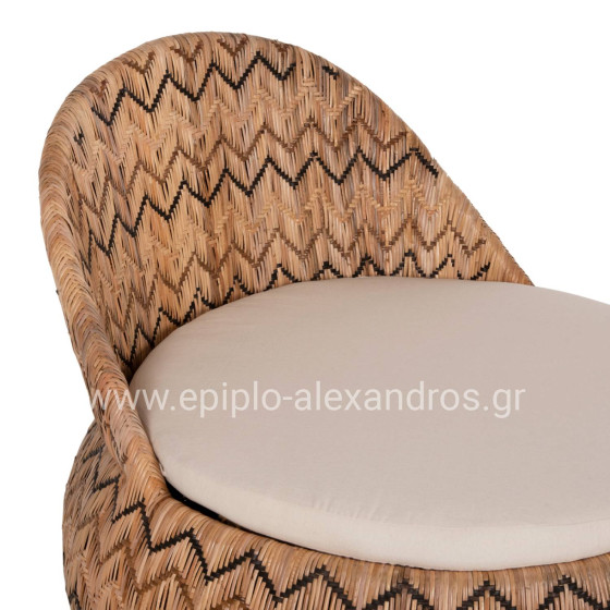 ΠΟΛΥΘΡΟΝΑ ΣΤΡΟΓΓΥΛΗ LADLON HM5992 RATTAN ΦΥΣΙΚΟ-ΕΚΡΟΥ ΜΑΞΙΛΑΡΙ 97x97x76Υεκ.